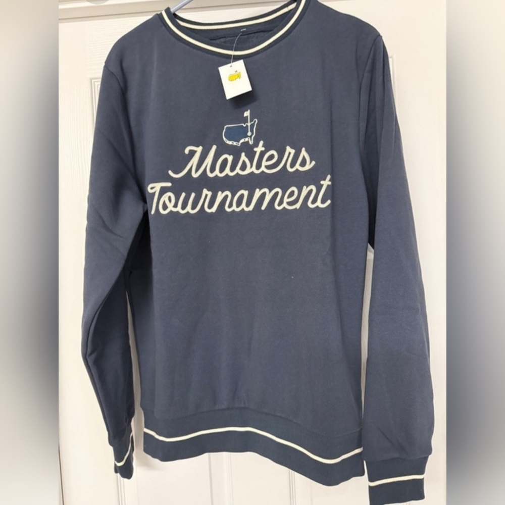 NWT 2026 Masters Embroidered Navy Crewneck Sweater